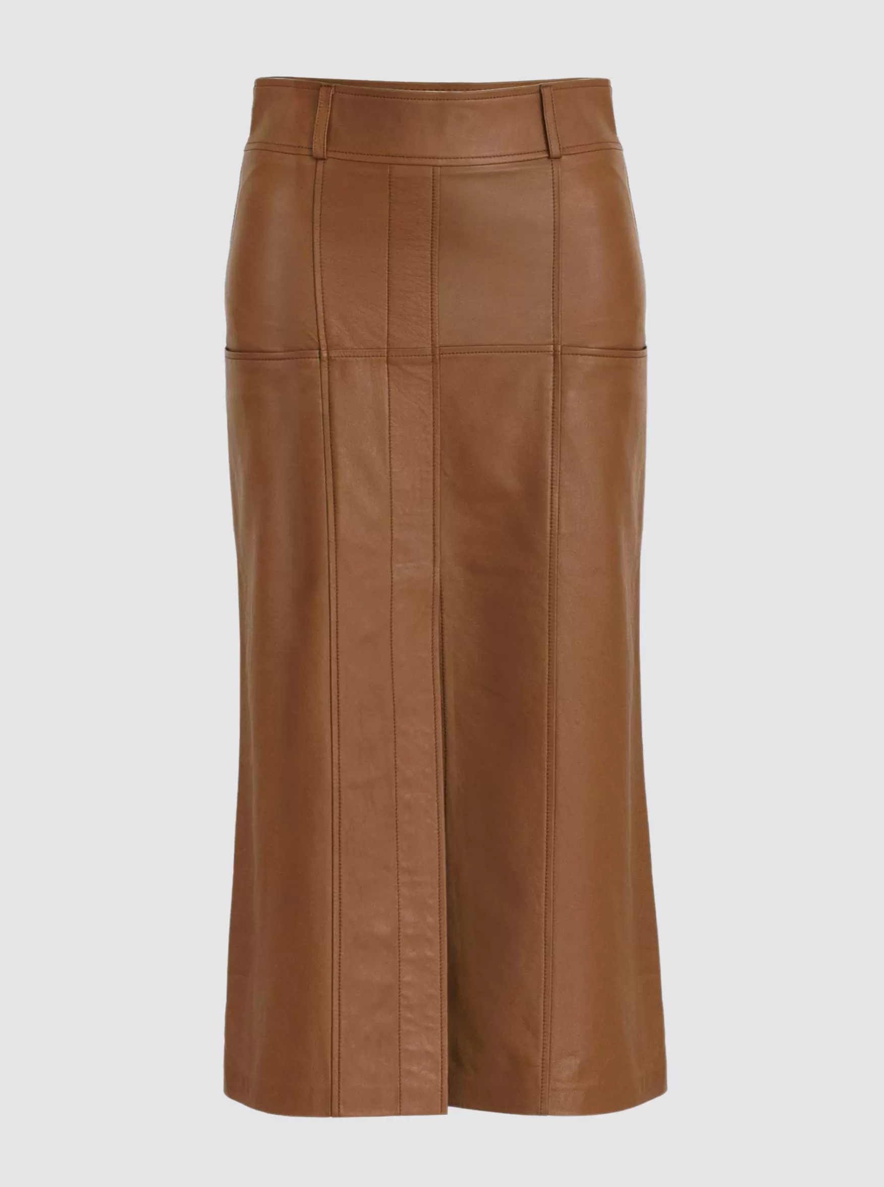 BRONTE LEATHER SKIRT - CARAMEL