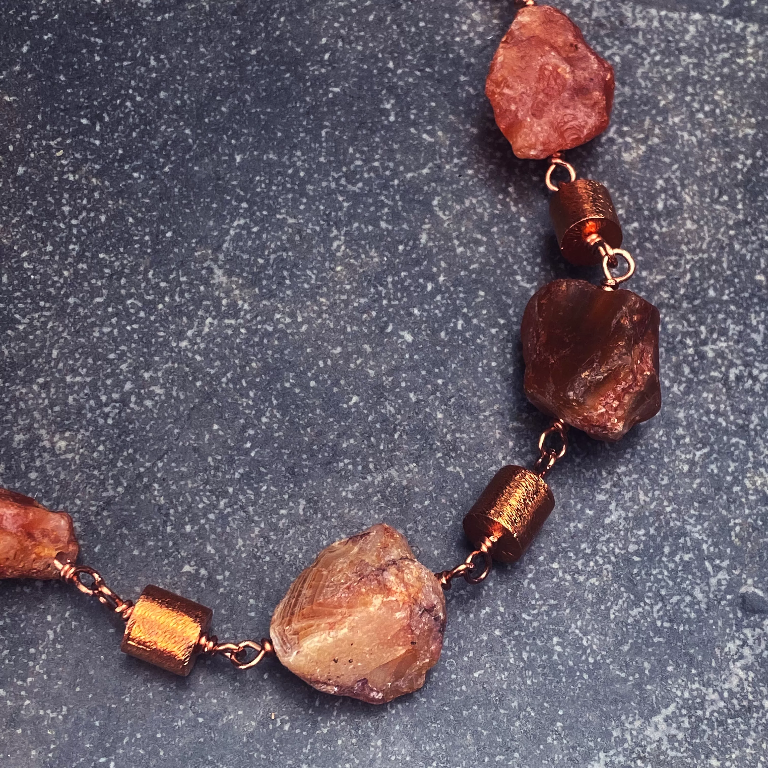 Chunky Carnelian and Copper Necklace