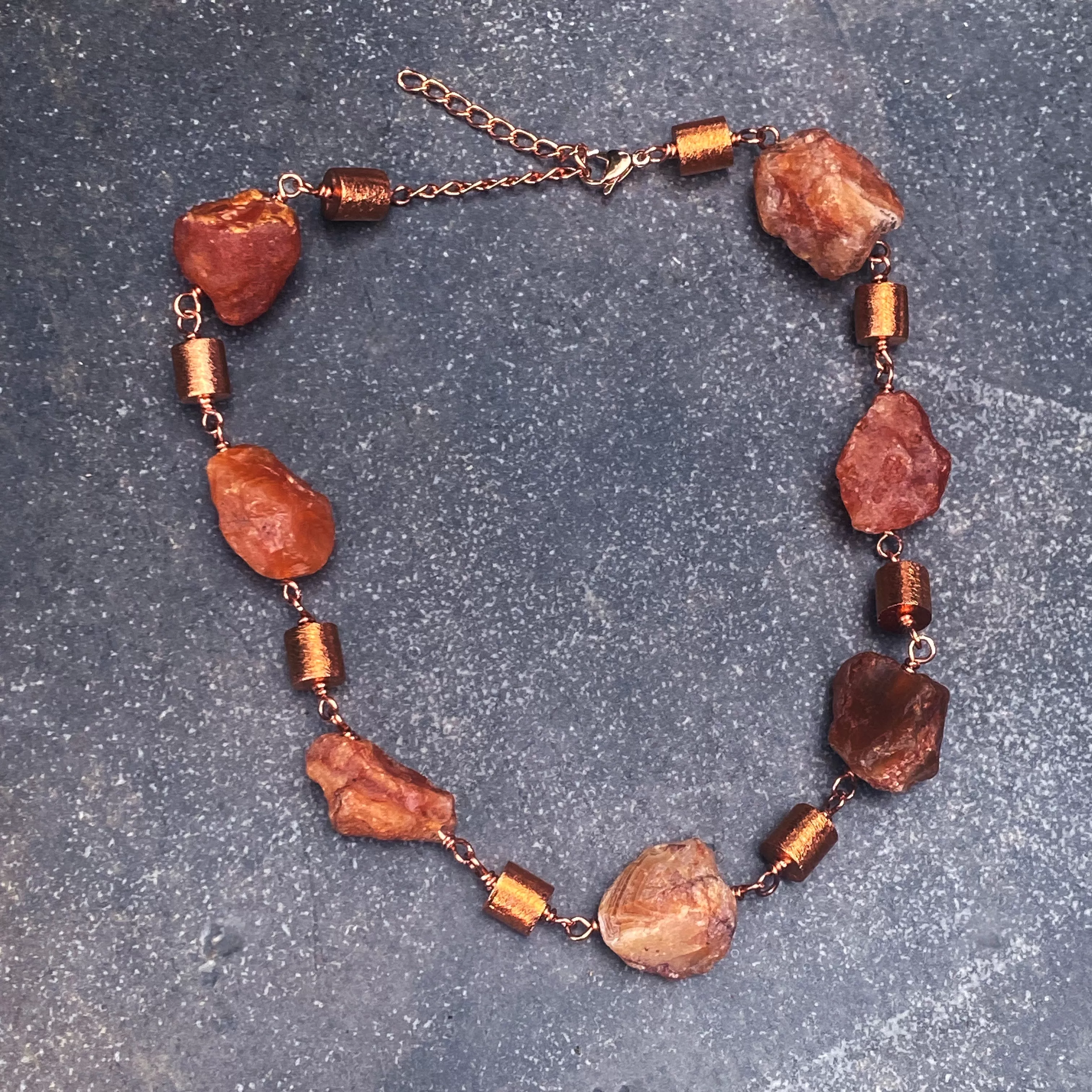 Chunky Carnelian and Copper Necklace