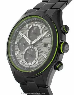 Citizen Drive Mens HTM2.0 Chronograph - Black Ion and Green - Bracelet - Date