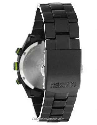 Citizen Drive Mens HTM2.0 Chronograph - Black Ion and Green - Bracelet - Date