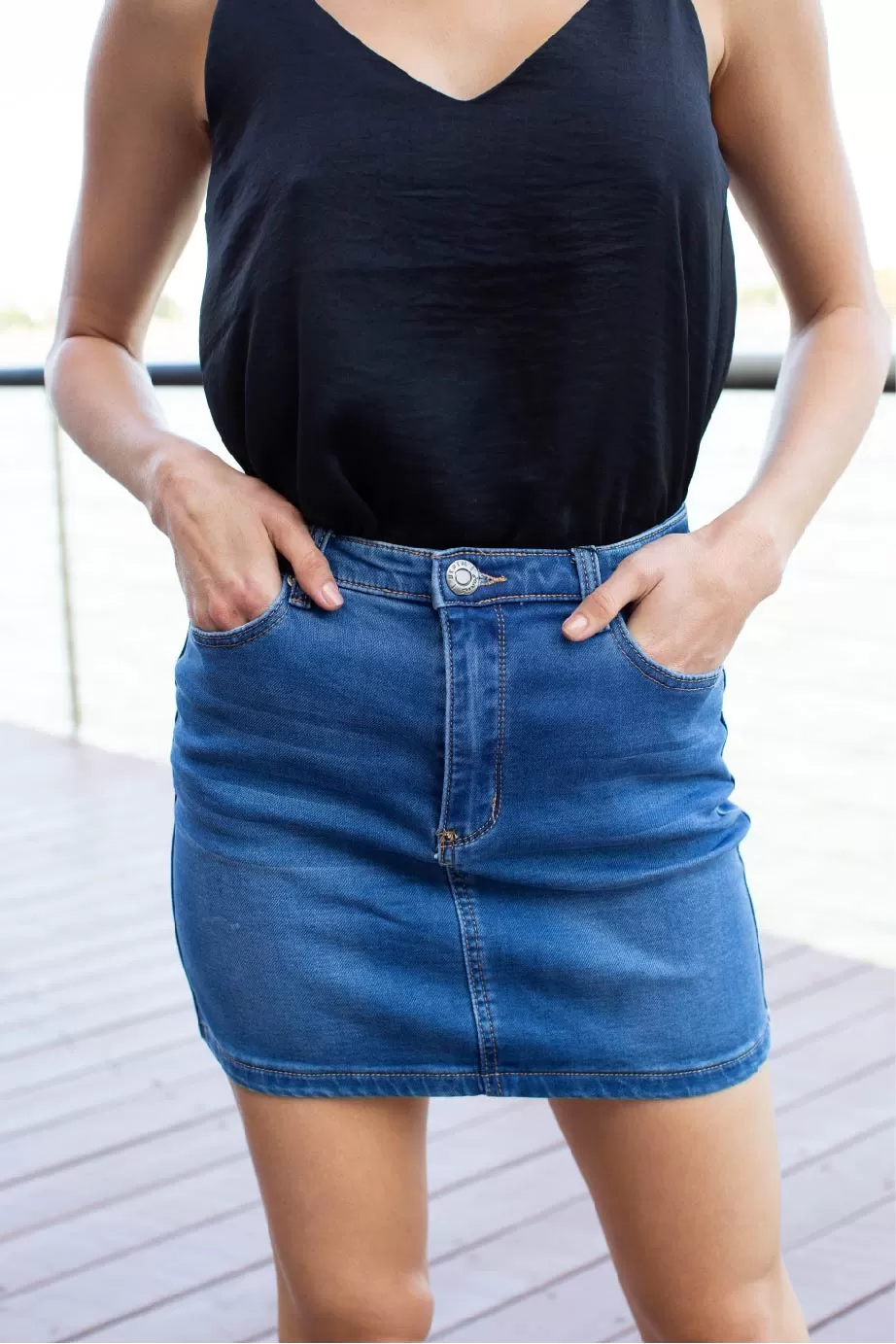 Classic Soft Denim Blue Mini Skirt