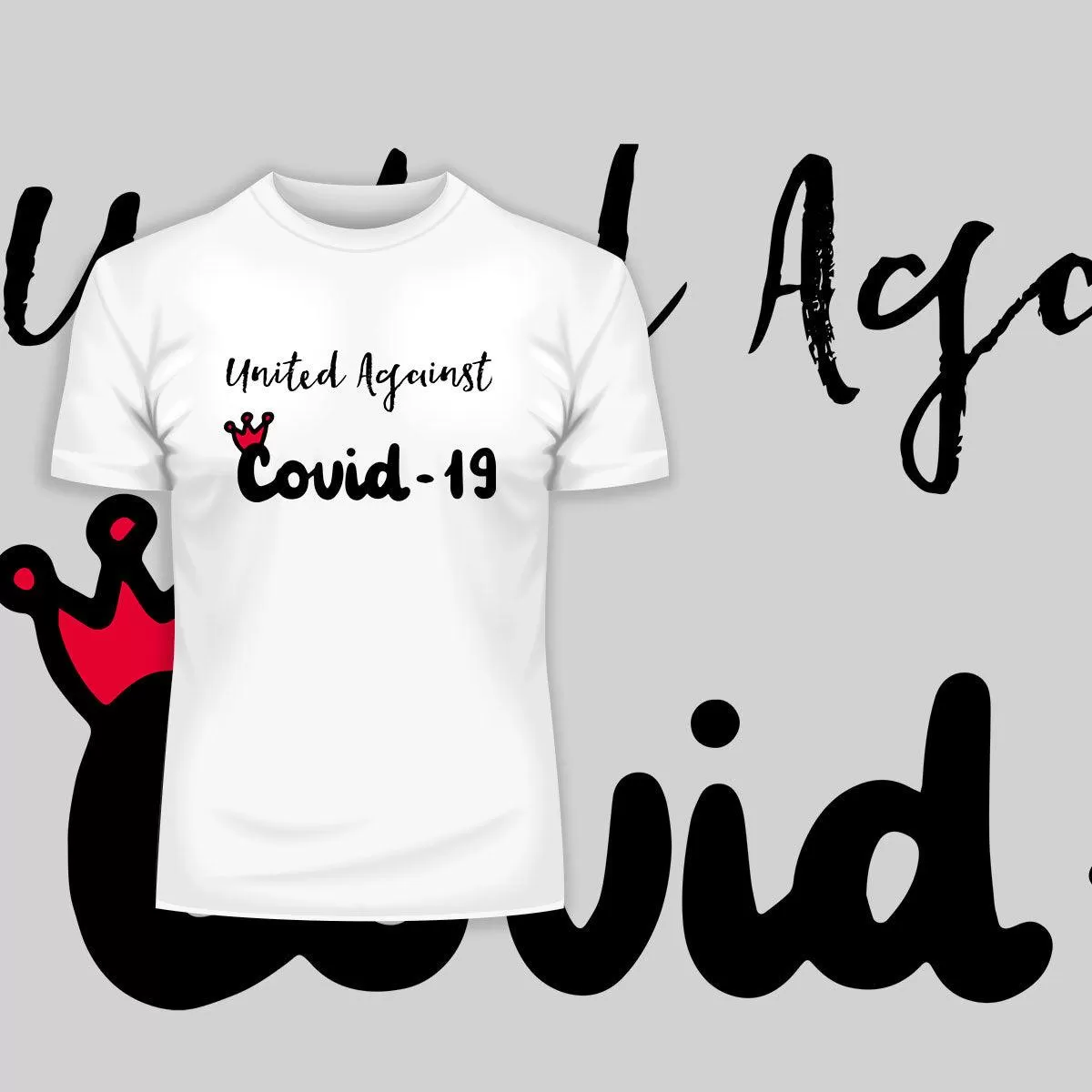 Covid19 United Against Covid 19 - Black White & Black T-shirt