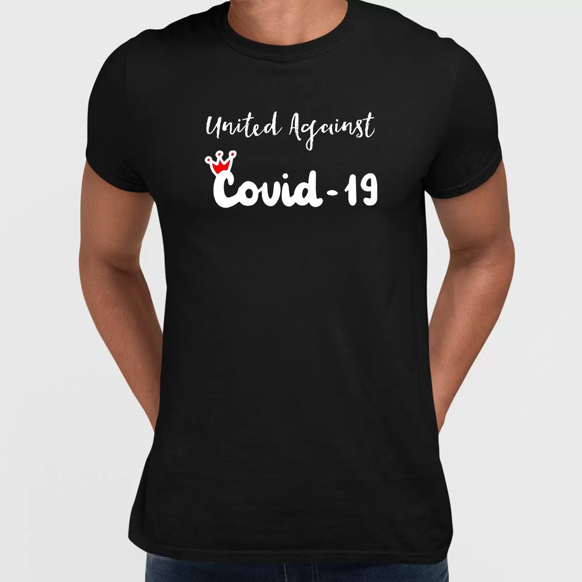 Covid19 United Against Covid 19 - Black White & Black T-shirt