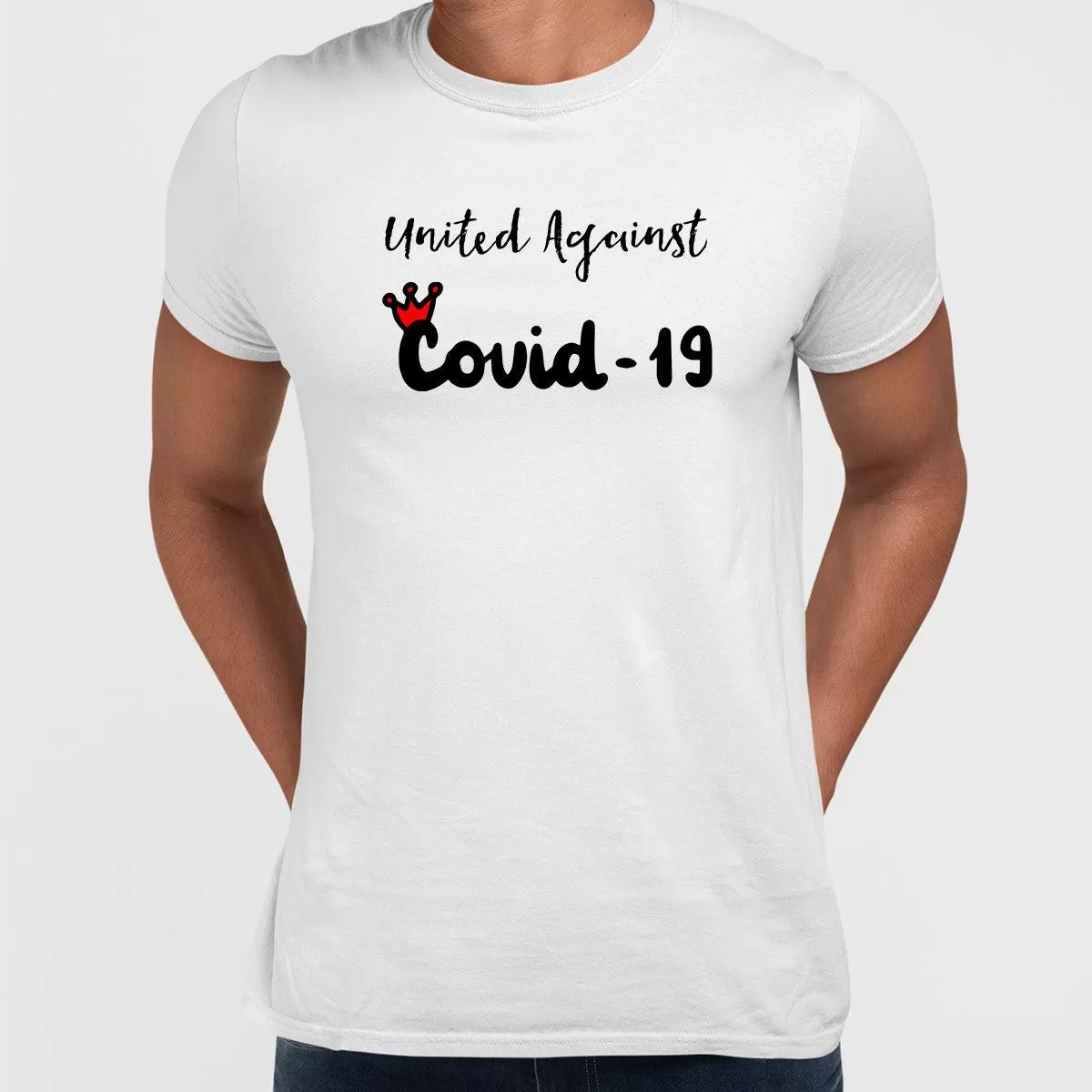 Covid19 United Against Covid 19 - Black White & Black T-shirt