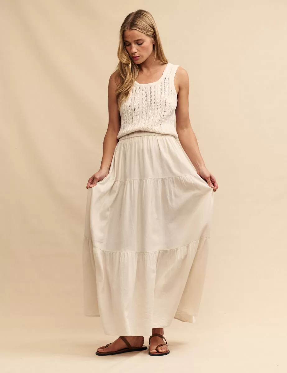 Cream Tiered Maxi Skirt