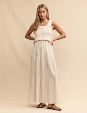 Cream Tiered Maxi Skirt