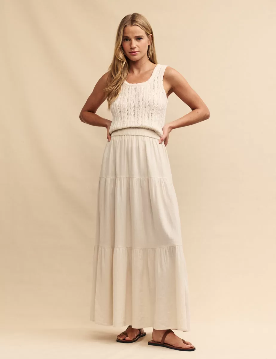 Cream Tiered Maxi Skirt