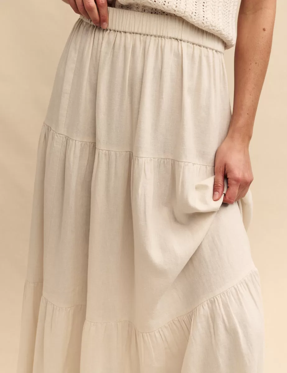 Cream Tiered Maxi Skirt