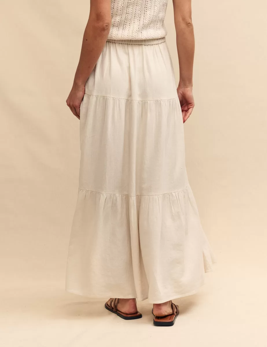 Cream Tiered Maxi Skirt