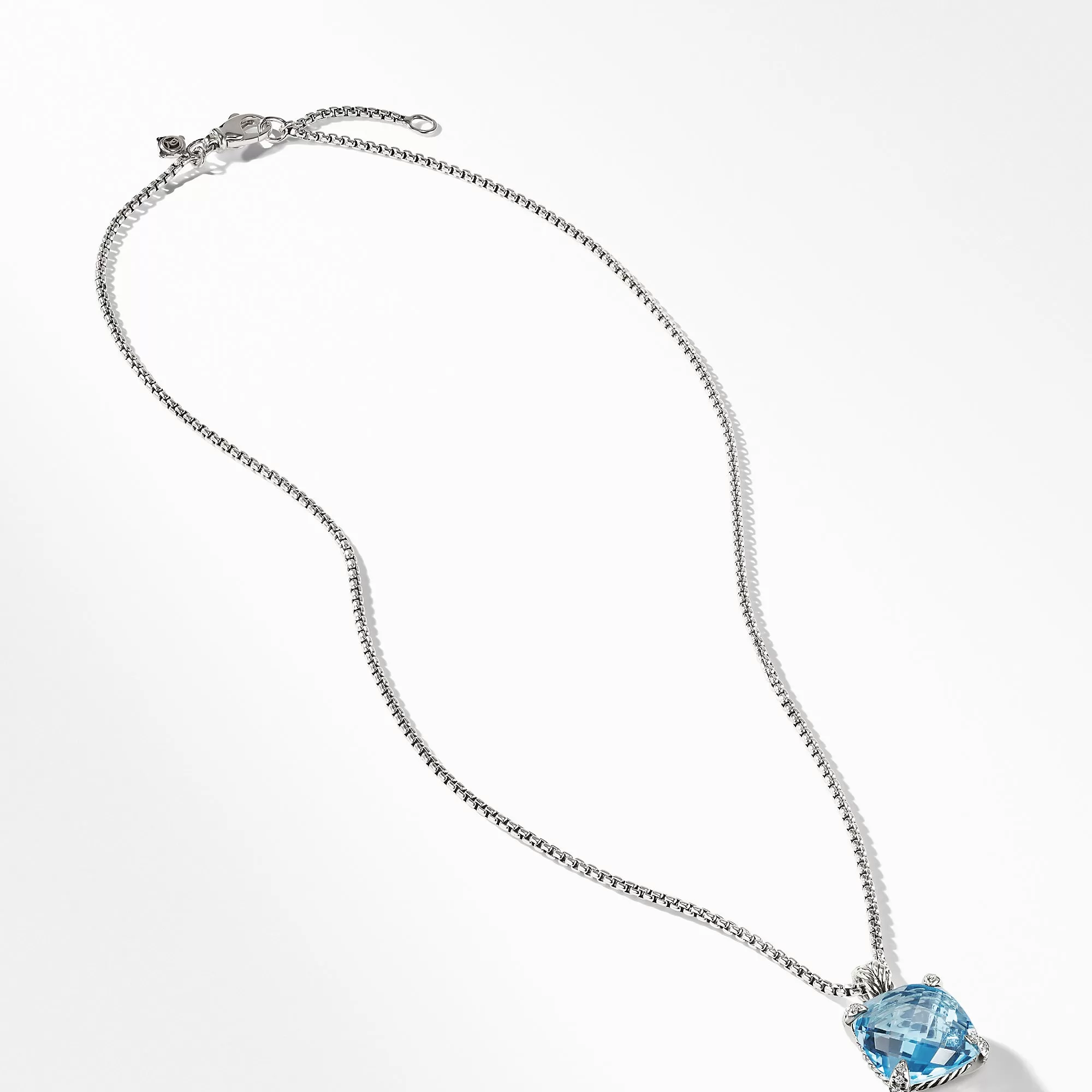 David Yurman Chatelaine Pendant Necklace with Blue Topaz and Diamonds, 14mm