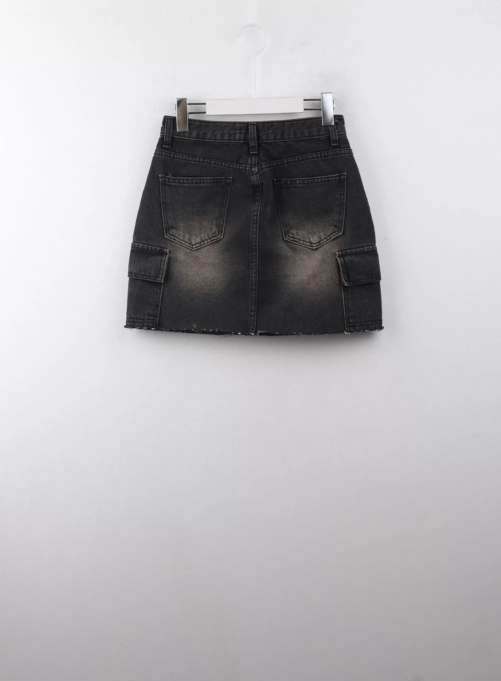 Denim Mid Waist Ripped Mini Skirt CJ405