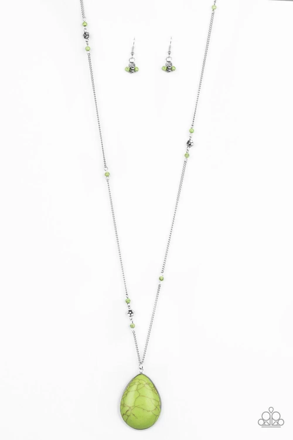 Desert Meadow Green Stone Necklace - Paparazzi Accessories