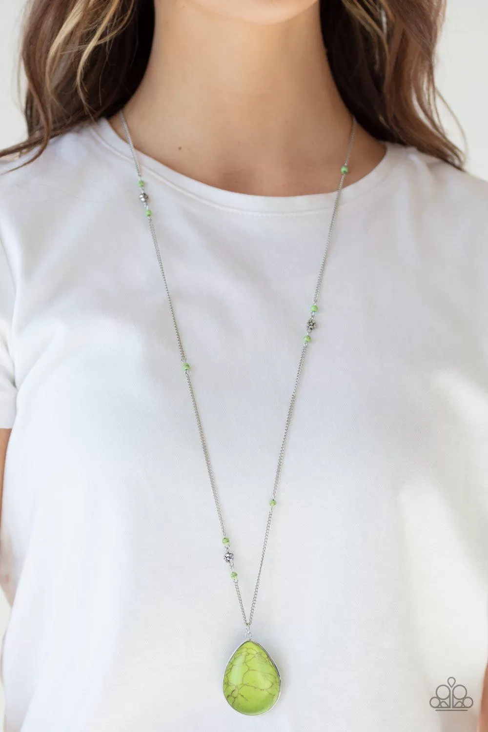 Desert Meadow Green Stone Necklace - Paparazzi Accessories