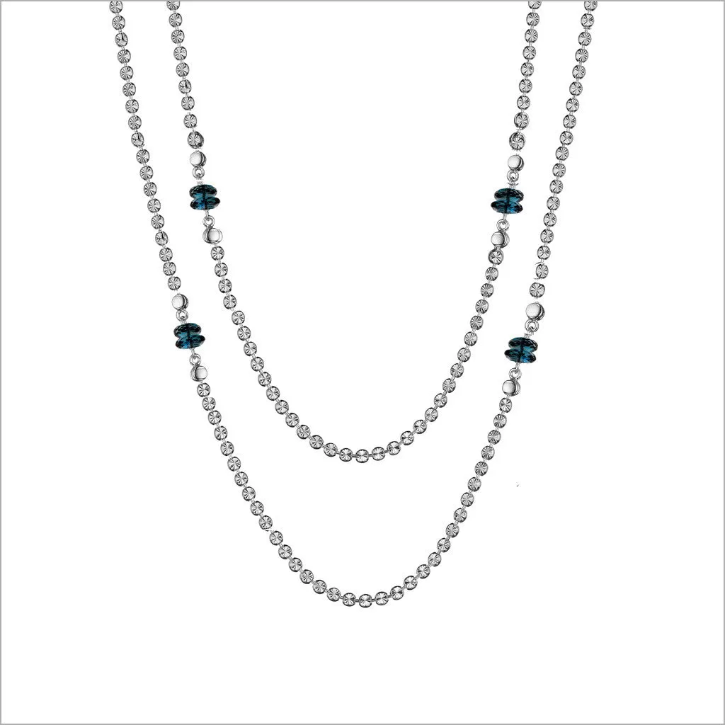 Diamanté London Blue Topaz 42 Necklace in Sterling Silver