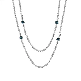 Diamanté London Blue Topaz 42 Necklace in Sterling Silver