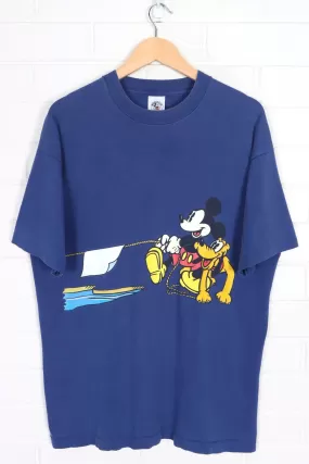 DISNEY 90s Mickey & Friends Tug of War Front Back Single Stitch T-Shirt USA Made (XL)