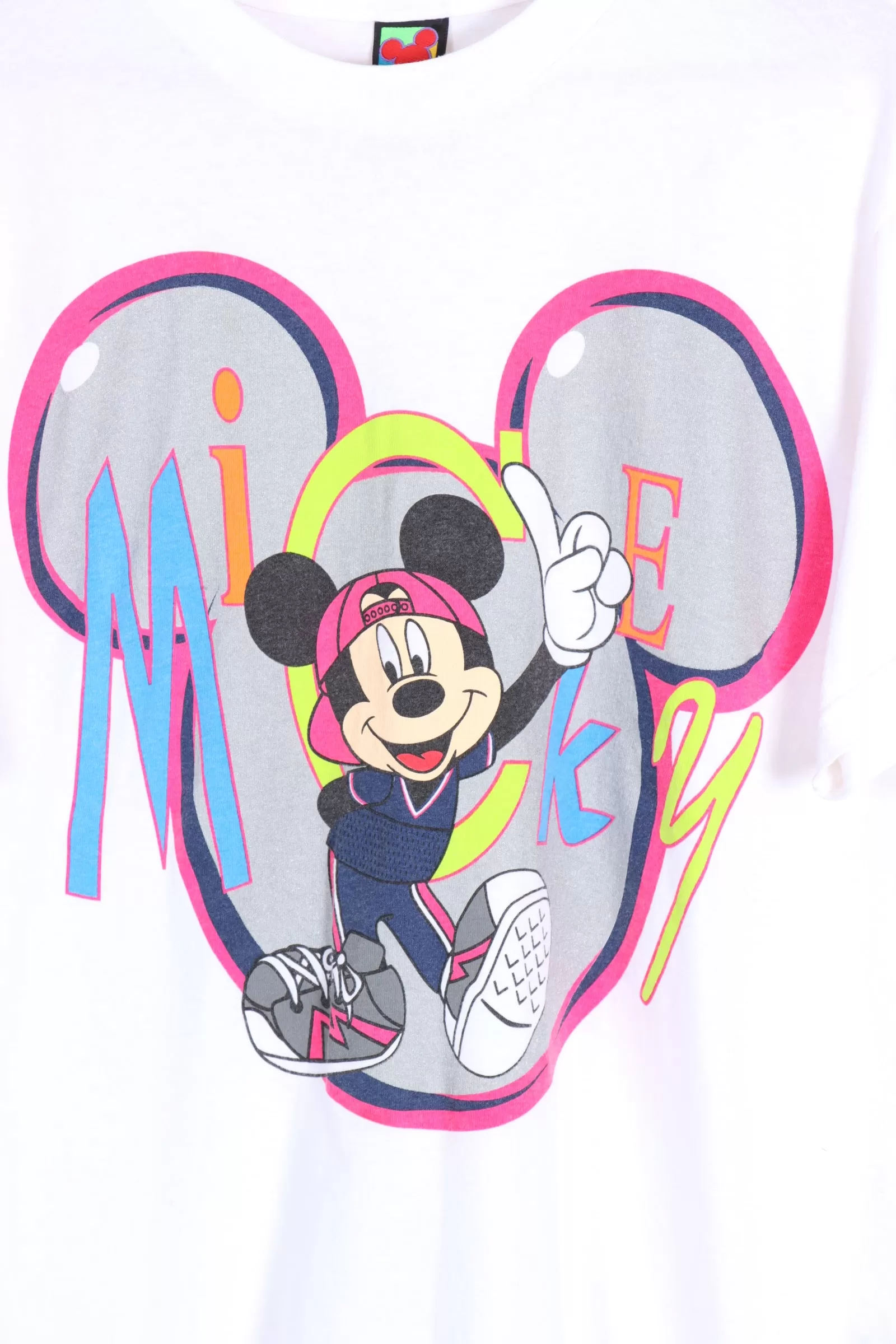 DISNEY Mickey Mouse Ears Colourful Gangster Print Tee (XL)