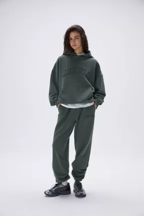 Distressed Varsity Sweatpants - Mineral Green