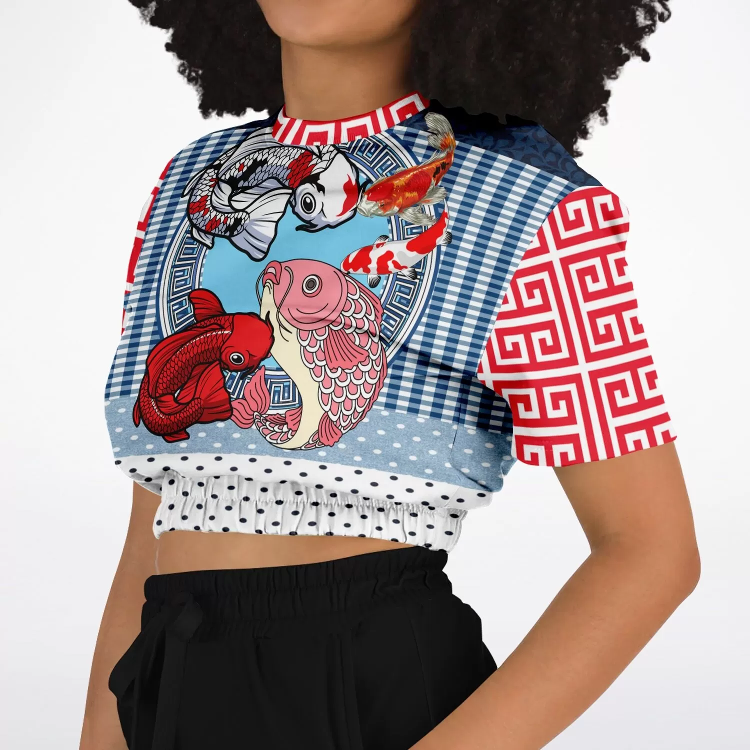 Don't Be Koi Short Sleeve Cropped Eco-Poly Sweater