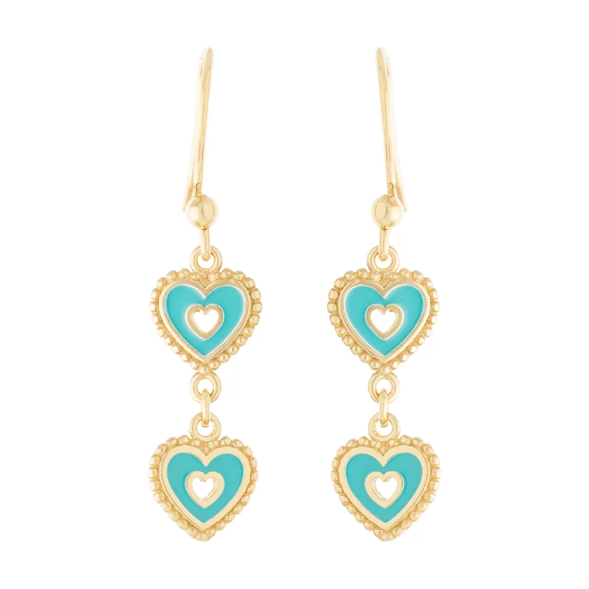 Double Heart Enamel Drop Earring