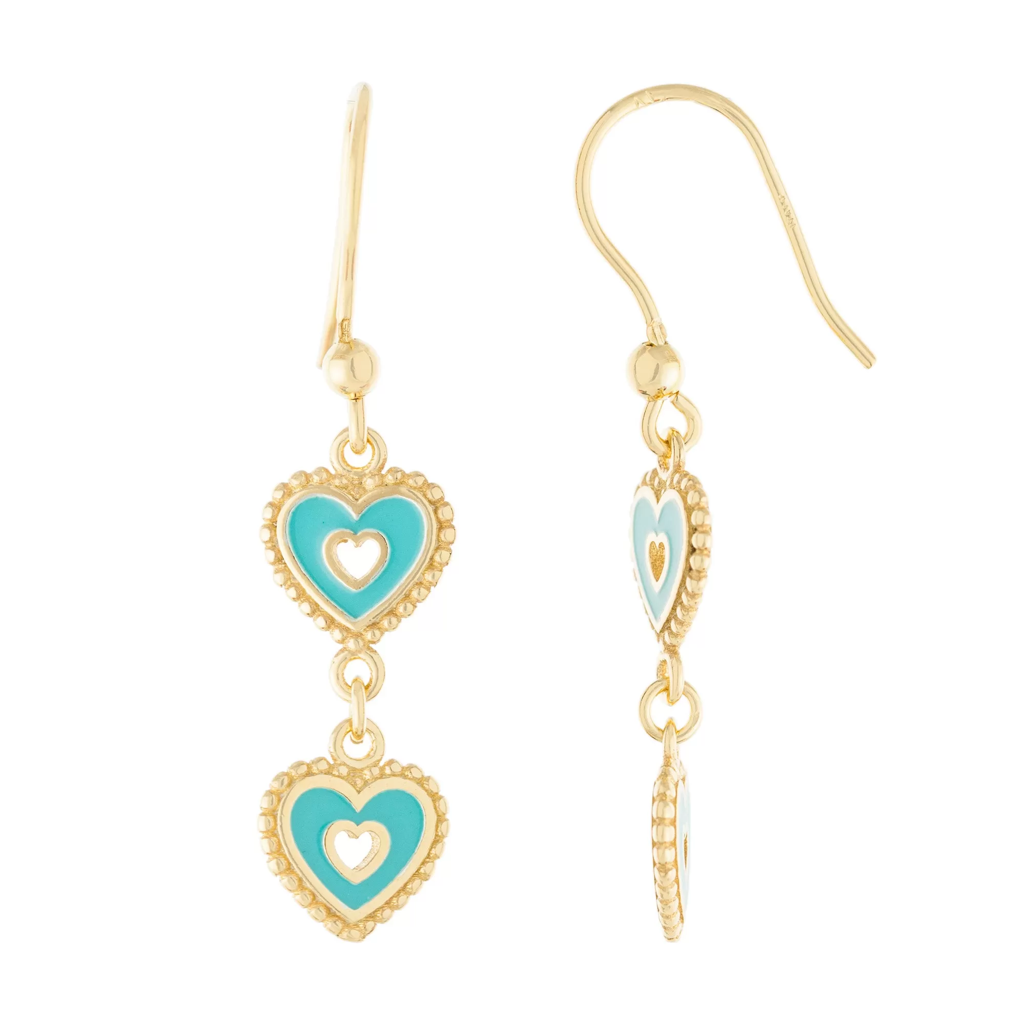 Double Heart Enamel Drop Earring