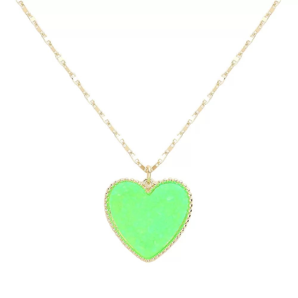 Druzy Heart Pendant Necklace