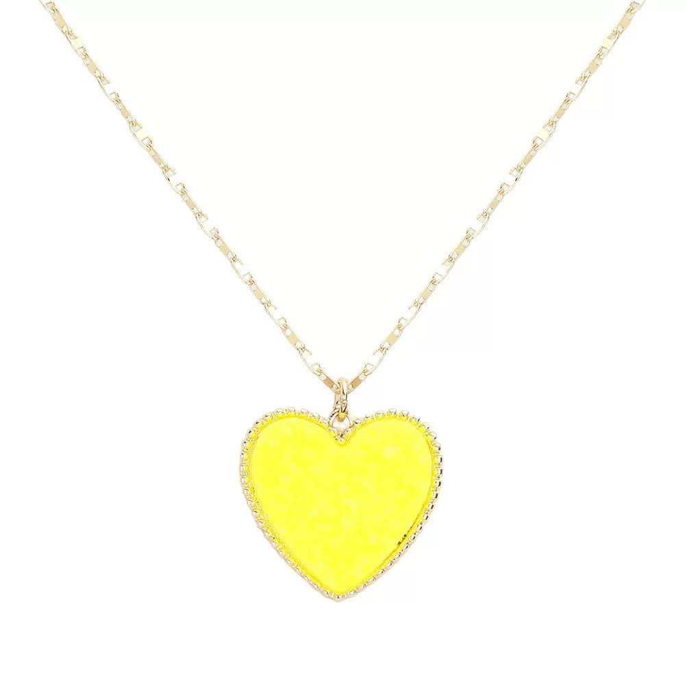 Druzy Heart Pendant Necklace