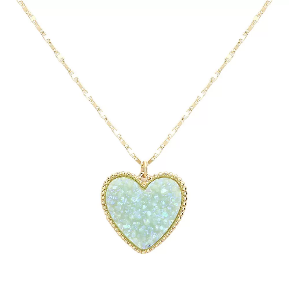 Druzy Heart Pendant Necklace