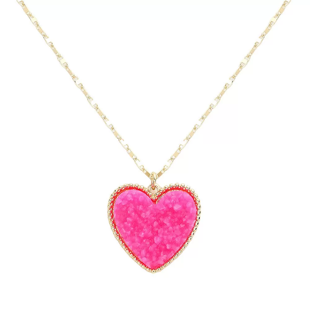 Druzy Heart Pendant Necklace