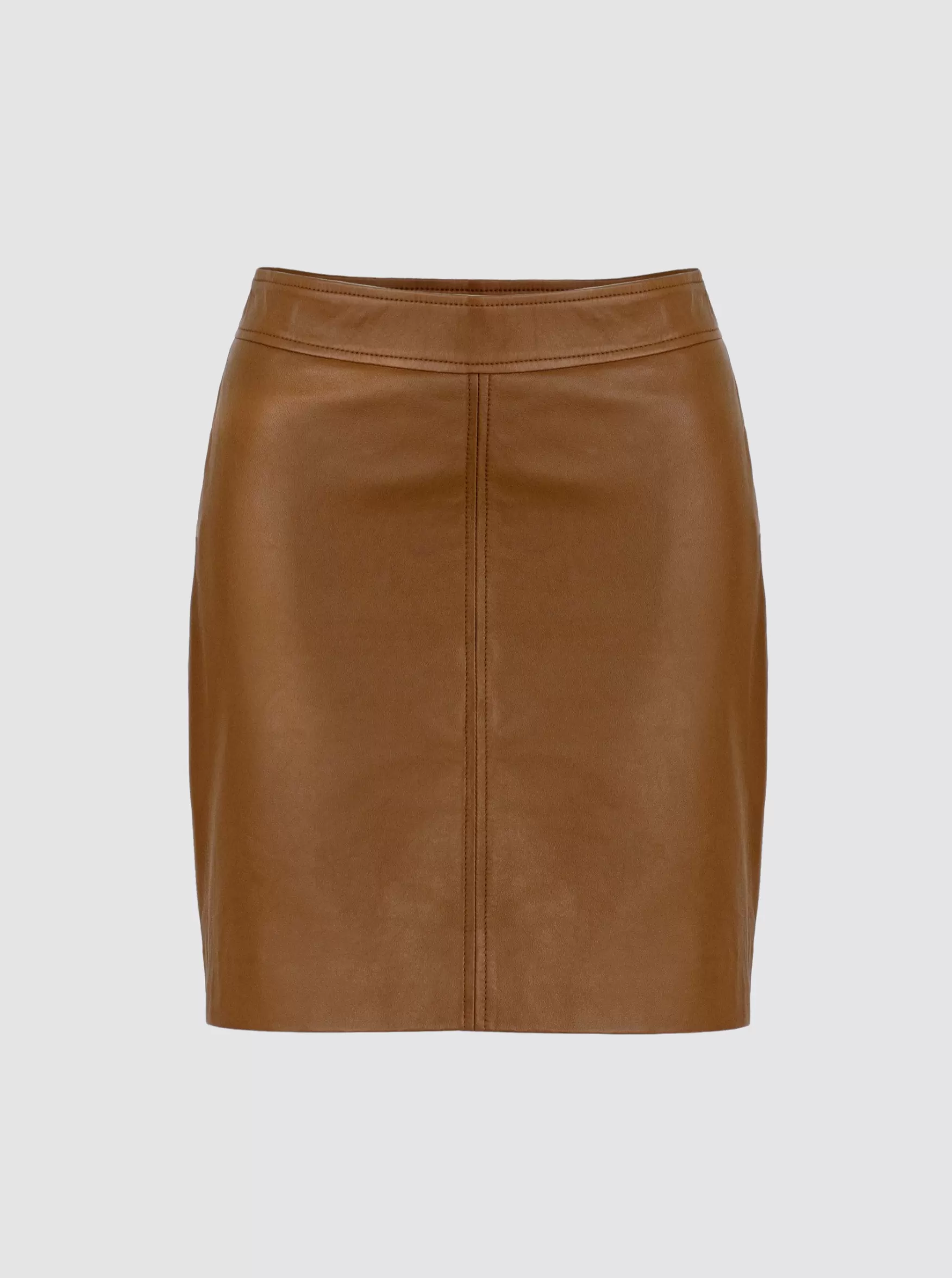 DYLAN LEATHER MINI SKIRT - CARAMEL