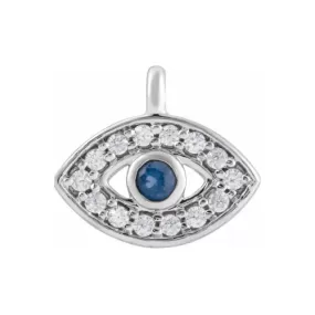 Evil Eye Charm | Blue Sapphire | 14k White Gold