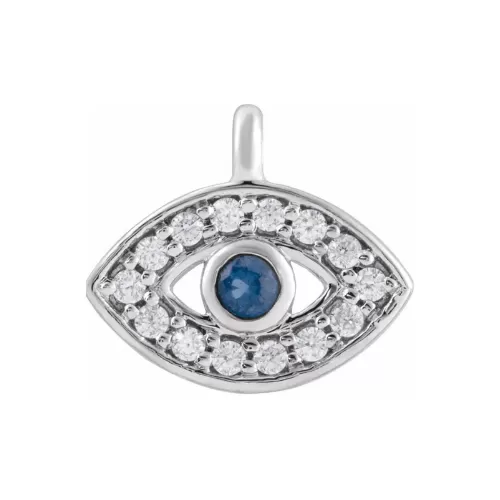 Evil Eye Charm | Blue Sapphire | 14k White Gold