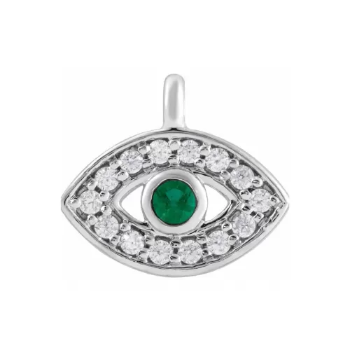 Evil Eye Charm | Blue Sapphire | 14k White Gold