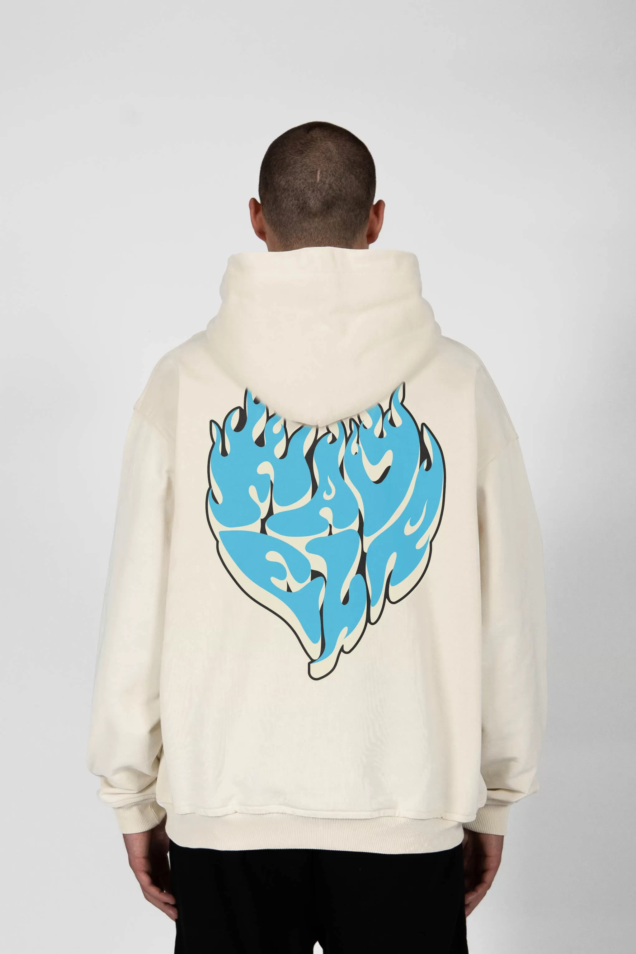 FLAMED HEART VANILLA / OFF WHITE SNAP BUTTON HOODIE