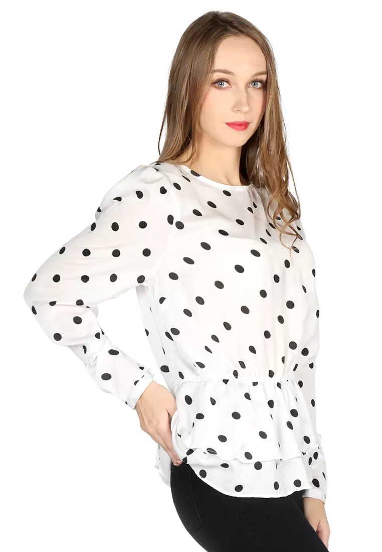 full sleeve polka dot casual sheath top