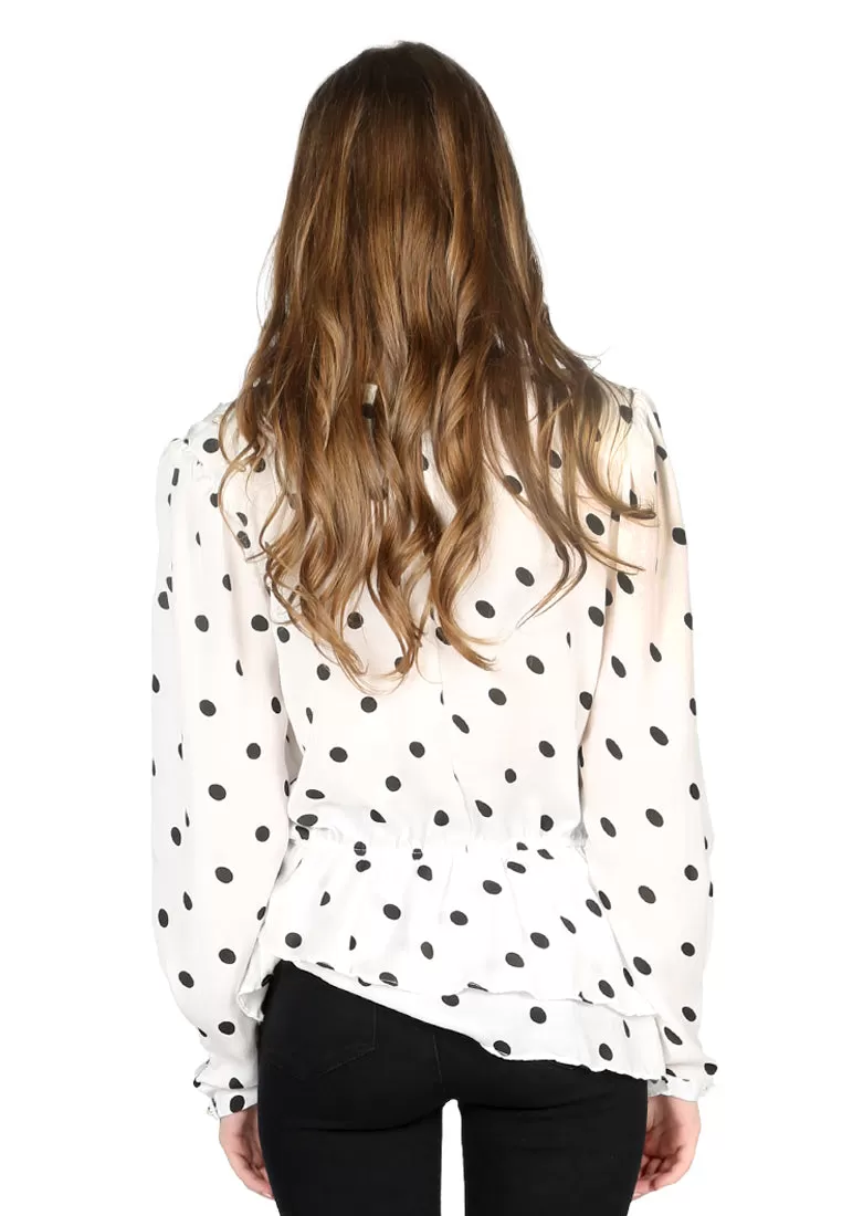 full sleeve polka dot casual sheath top