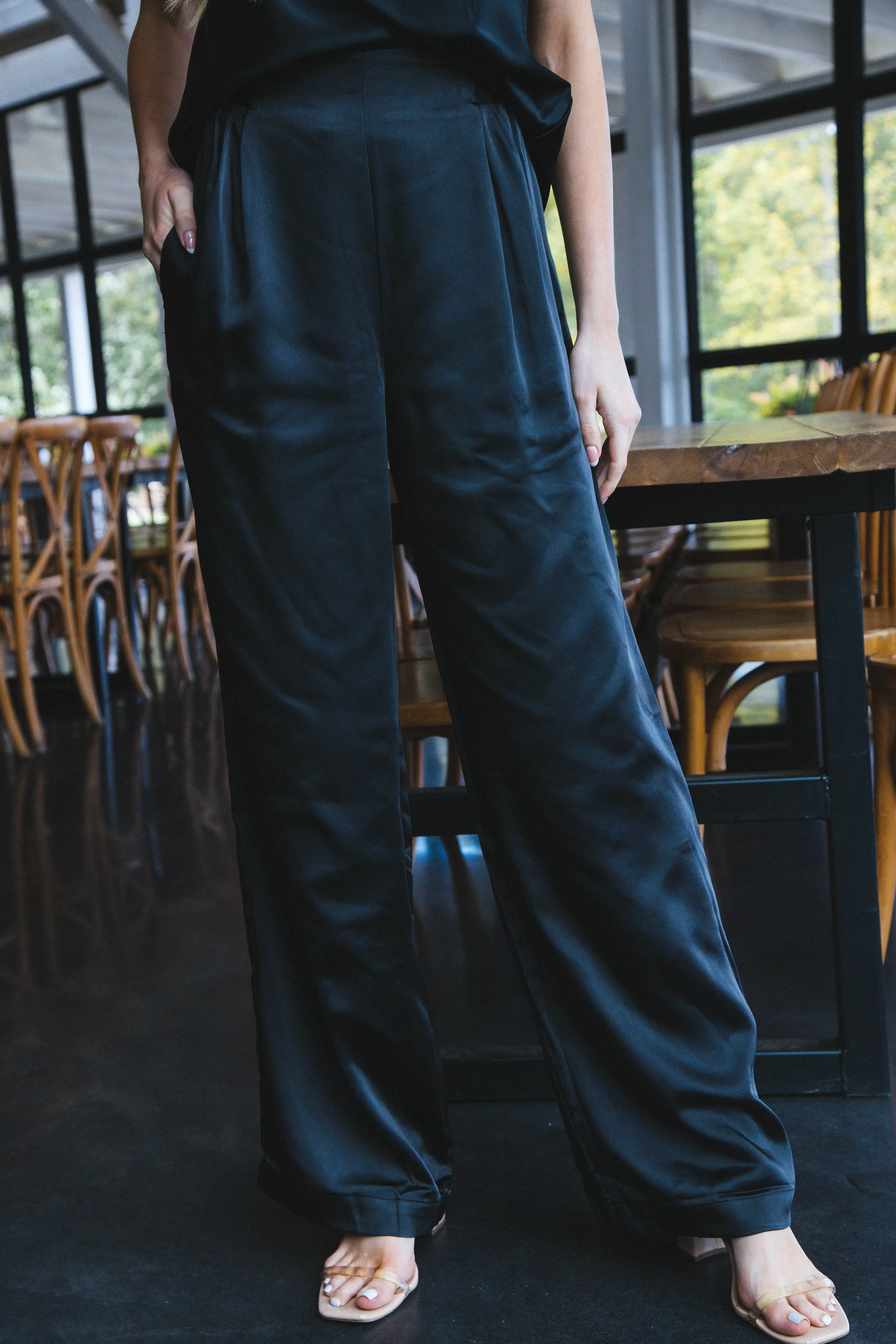 Gabriela Satin Pant, Black | Sanctuary