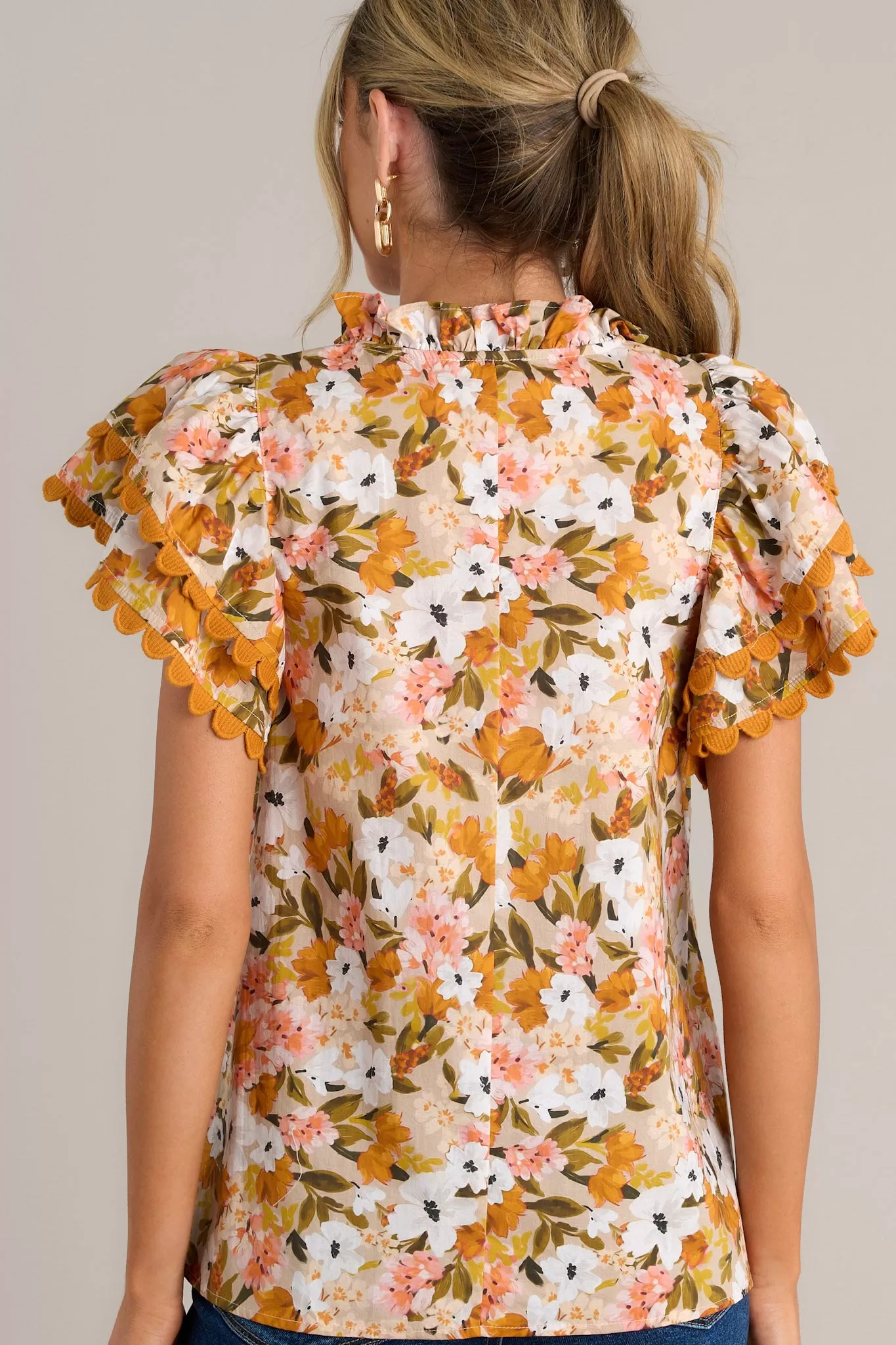 Garden Serenity 100% Cotton Honey Yellow Floral Top