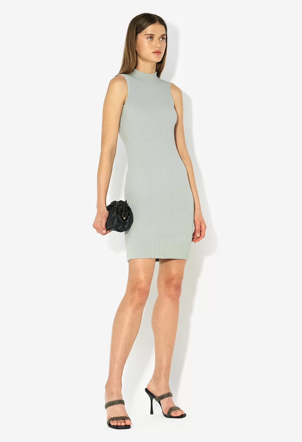 Ginza Rib Mock Mini Dress / Seafoam