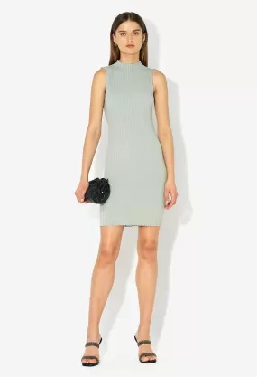 Ginza Rib Mock Mini Dress / Seafoam