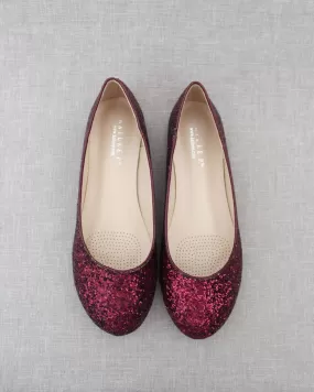 Glitter Round Toe Evening Flats