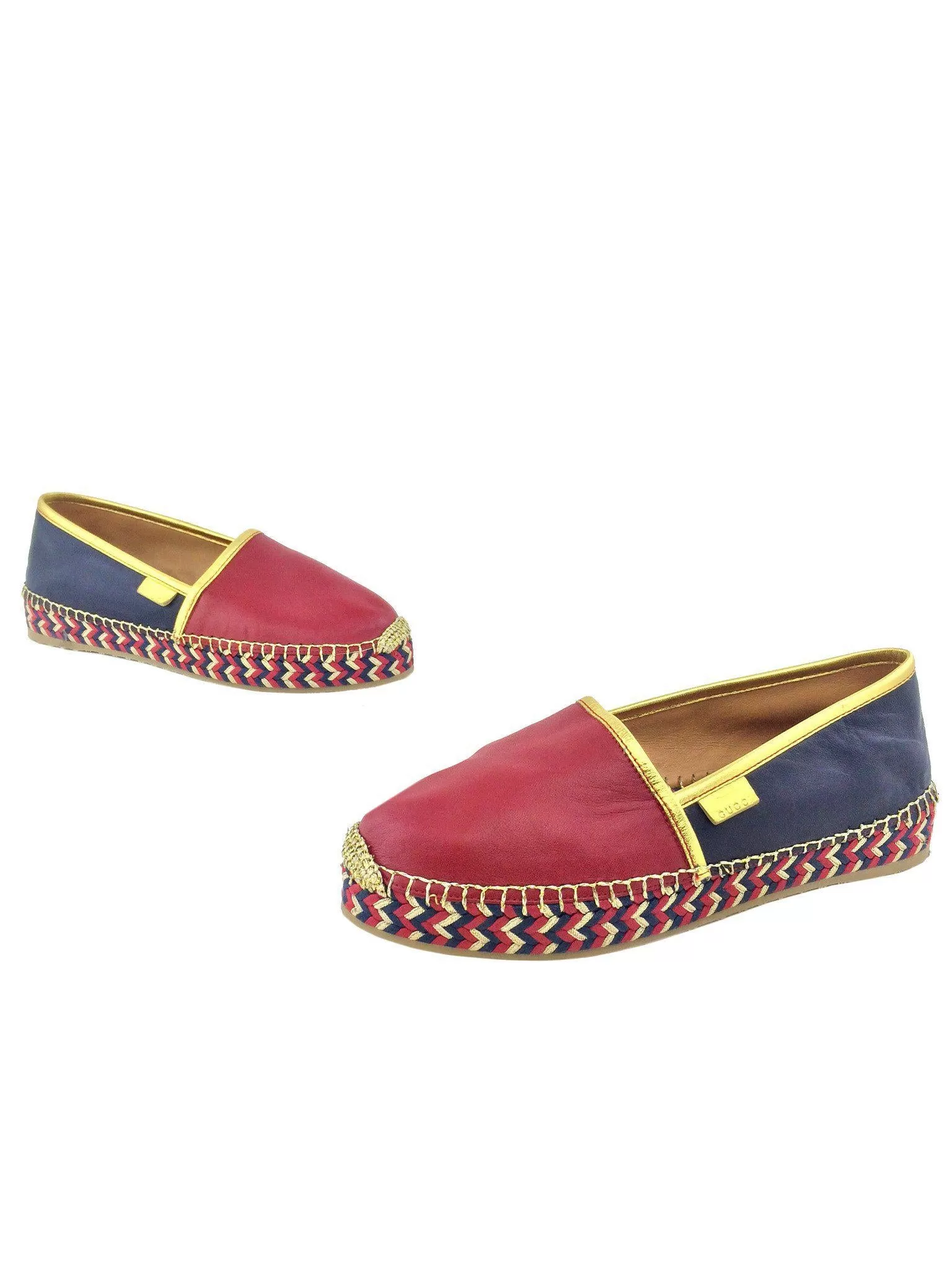 Gucci Pilar Leather Espadrille Flats Size 6.5 NEW