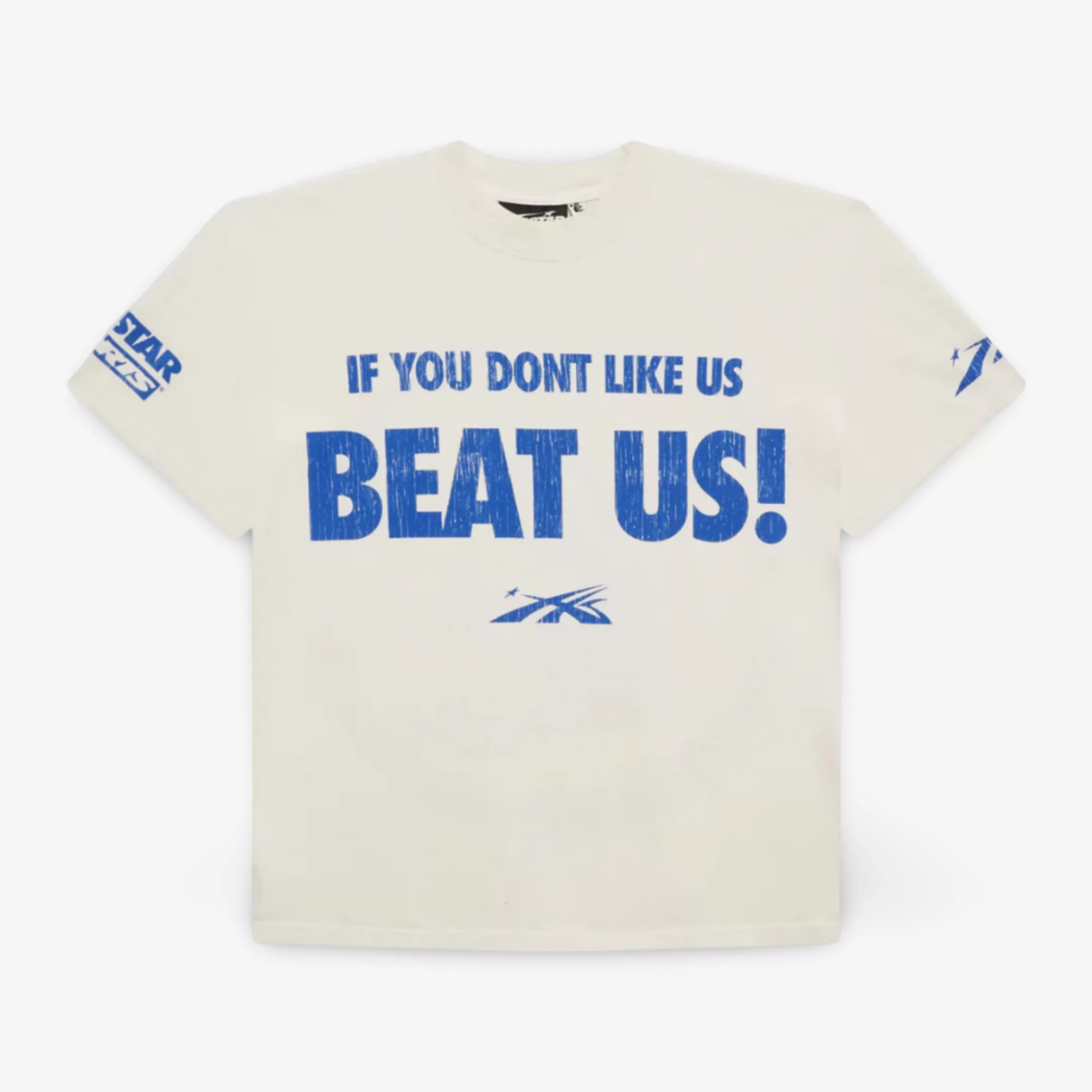 Hellstar Sports T-Shirt 'Beat Us!' White / Blue SS24