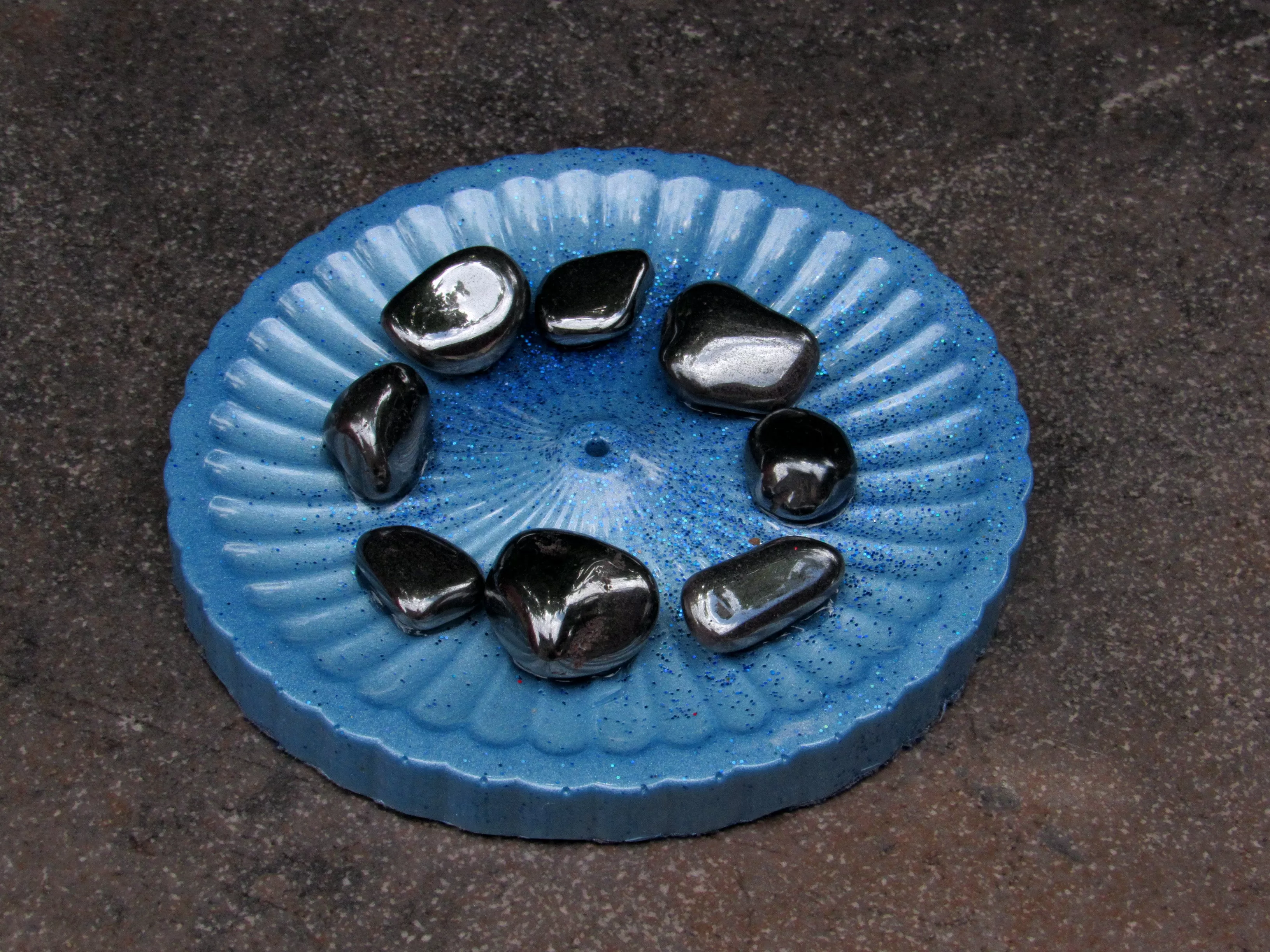 Hematite Hand poured resin Incense Holder