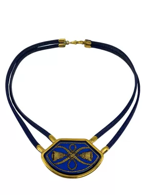 Hermes Leather and Enamel Cloisonne Choker Necklace