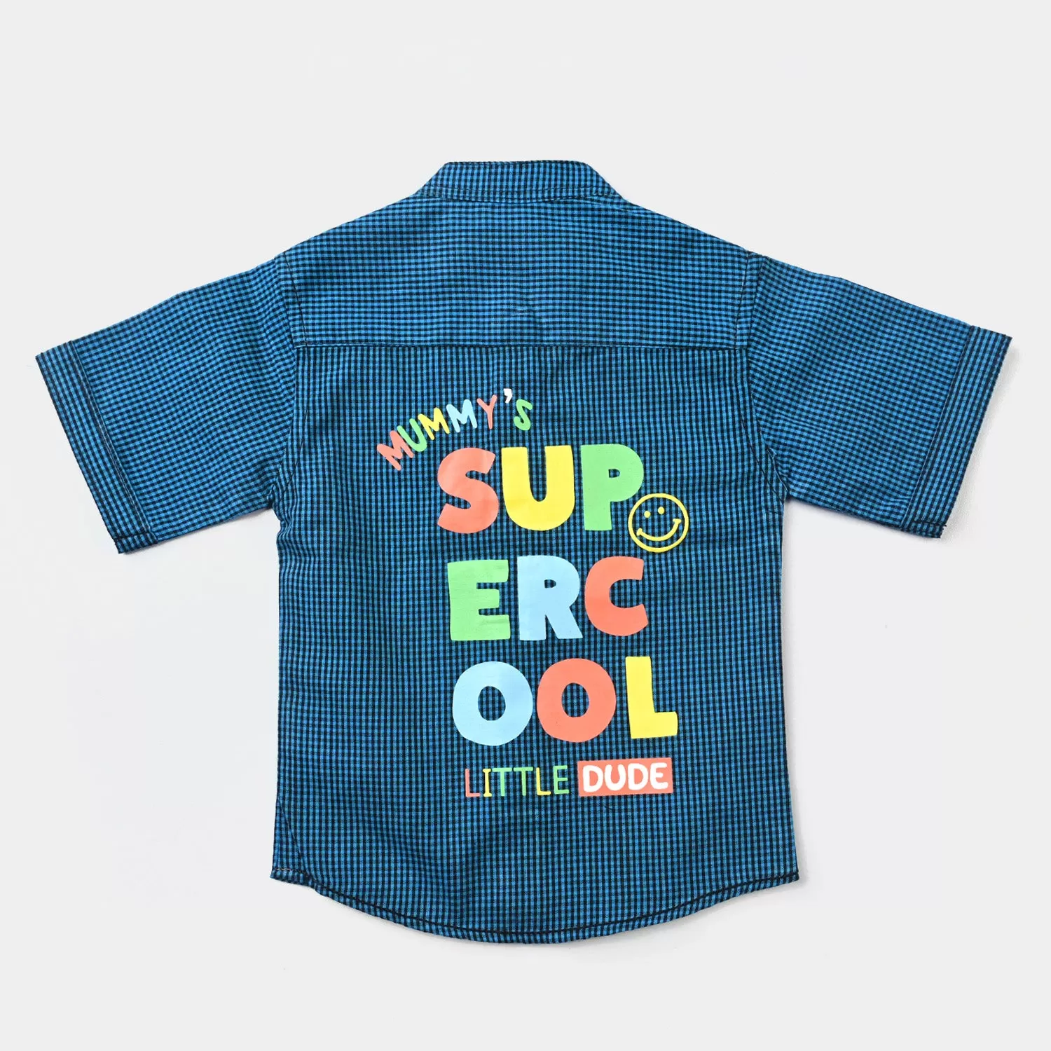 Infant Boys Yarn Dyed Basic Casual Shirt (Super Cool)-Blue