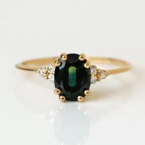 Juno Ring with Teal Sapphire in Yellow Gold