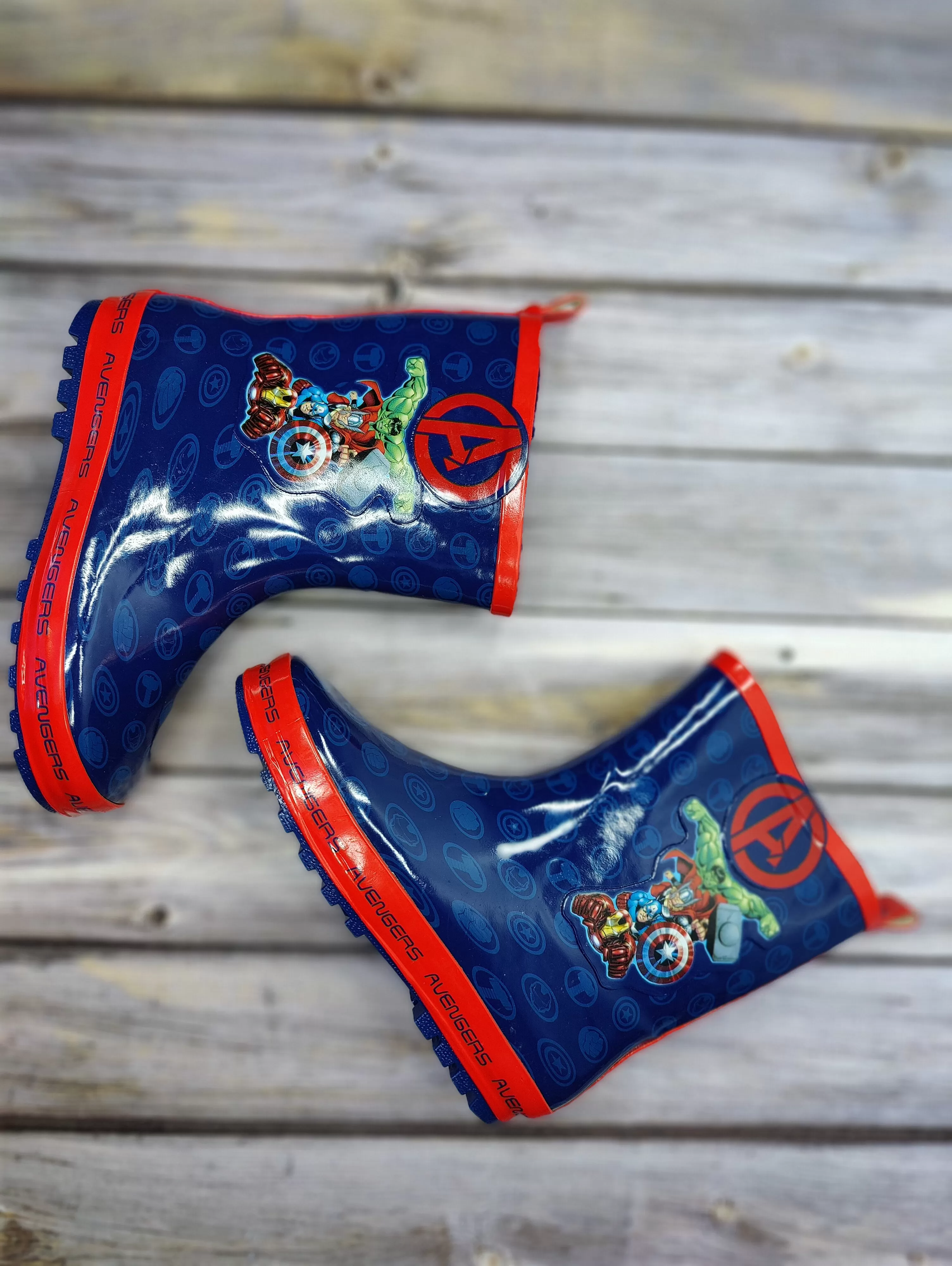 Kids Wellington Welly Boots Avengers Blue/Red Boys/Girls 10-2.5