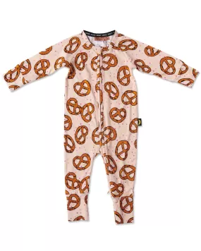 Kip & Co BABY | Pretzels Pink Organic Long Sleeve Zip Romper